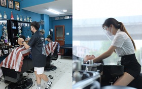 Ảnh: Sau gần 1 tháng chờ đợi, người dân đi cắt tóc gội đầu ngay trong sáng đầu tiên Hà Nội nới lỏng các dịch vụ