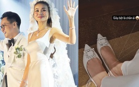 Cô dâu Thanh Hằng thay 3 bộ váy cưới, diện đôi giày bệt giá gần 40 triệu