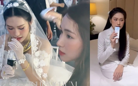 Vợ Đoàn Văn Hậu mách nhỏ cách uống nước cũng phải đẹp, thợ trang điểm luôn theo sát cô dâu