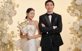 Doãn Hải My nhận đóa hoa đặc biệt từ Đoàn Văn Hậu trước tiệc cưới tại Hà Nội