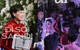 Mẹ Doãn Hải My "xả vai" lên sân khấu quẩy tưng bừng cùng con gái và con rể trong tiệc cưới sang trọng
