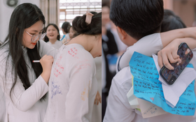 Học sinh lớp 12 trao nhau cái ôm, viết vội dòng lưu bút ngày bế giảng: Hóa ra trưởng thành cũng là lúc phải nói lời tạm biệt
