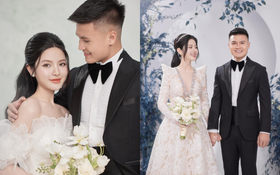 Xả loạt ảnh cưới nét căng của Quang Hải - Chu Thanh Huyền, cô dâu chơi lớn diện đến 7 bộ váy cưới?