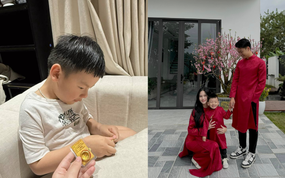 Vợ Thành Chung sắm 6 chỉ vàng cho con trai ngày vía Thần Tài, mới 3 tuổi bé Leo đã có của để dành