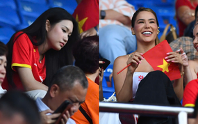 Doãn Hải My đọ sắc với vợ Hoàng Hên trên khán đài cổ vũ tuyển Việt Nam: Viusal xinh bất chấp cam thường!