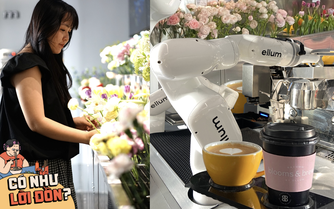 Quán cà phê "không người bán" đông nghịt ở TP.HCM: Khách chi 60.000 cho robot pha chế 2 phút, tự mua hoa qua camera AI
