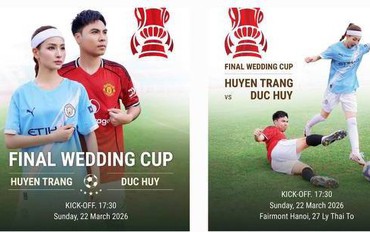 Độc lạ thiệp cưới Đức Huy - MC Mù Tạt: Như poster trận đấu, đội nhà trai lừng lẫy Thường Châu, nhà gái toàn gương mặt quen thuộc VTV