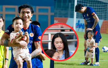 Văn Hậu đưa con trai xuống sân bóng chơi đùa, Doãn Hải My không giống như mọi lần