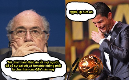 Ảnh chế: Ronaldo khóc nức nở vì bị trao nhầm... Quả bóng vàng