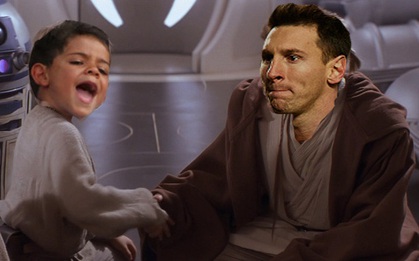 Ảnh chế: Ronaldo Jr trở thành fan của Messi vì bố muốn thêm con