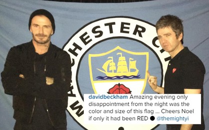 Beckham cay cú vì bị lừa chụp ảnh với cờ Man City