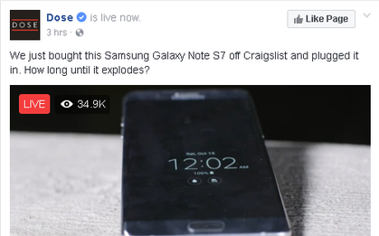 Hơn 34.000 người đang ngồi xem livestream một chiếc Note7, chỉ để đợi nó phát nổ.