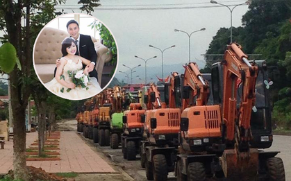 Đám cưới độc đáo đón dâu bằng 20 máy xúc ở Sơn La