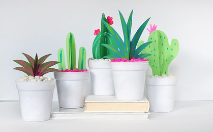 Học cách "trồng" xương rồng từ giấy sinh động y như thật