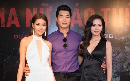 Trương Nam Thành 2 tay ôm eo 2 người đẹp ra mắt phim kinh dị