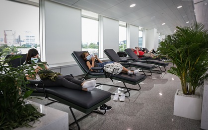 Cận cảnh chỗ ngủ đầy cây xanh và khu vui chơi miễn phí ở nhà ga sân bay Tân Sơn Nhất