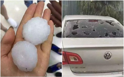 Mưa đá to bằng quả trứng gà phá hỏng nhiều ô tô