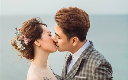 Huy Nam ngọt ngào hôn bà xã trong ảnh cưới đẹp như mơ