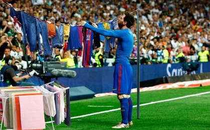 Ảnh chế: Messi biến sào huyệt Bernabeu thành sân phơi quần áo