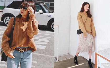 Mua gì cũng được nhưng mùa đông bạn đừng quên mua áo len màu camel