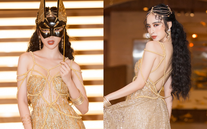 Angela Phương Trinh mang mặt nạ, khoe lưng trần và vòng một lấp ló tại sự kiện