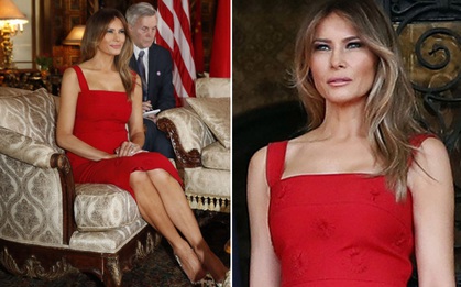 Đệ nhất phu nhân Melania Trump cắt phăng chiếc váy 120 triệu đồng để tiếp đón nguyên thủ quốc gia