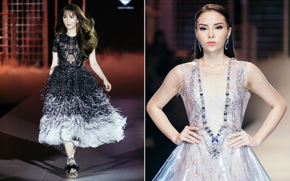 Ngọc Trinh tung tăng mở màn, Kỳ Duyên mặt "tượng sáp" làm vedette cho NTK Đỗ Long tại VIFW ngày 3