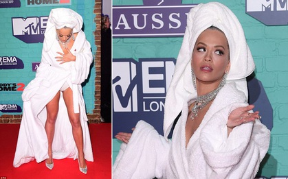 Bộ cánh "sốc óc" của Rita Ora tại EMA 2017: Chính là đang tắm dở đã bị lôi đi "quẩy" đúng không?