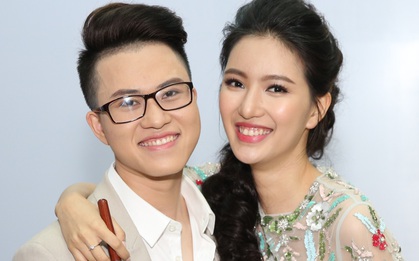 MC Phạm Mỹ Linh đùa giỡn thân thiết với Lê Thiện Hiếu trong hậu trường Chung kết "Sing My Song"