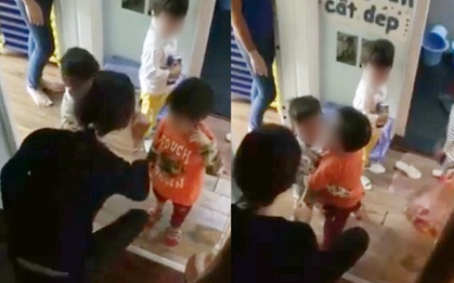 Sau vụ nhiều bé bị cô dùng dép đánh vào đầu, xuất hiện thêm clip cô giáo quát nạt, dí roi vào mặt trẻ