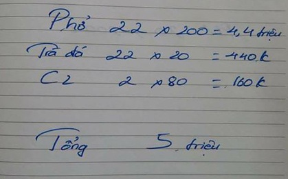 Xôn xao một hóa đơn ăn phở gần 5 triệu đồng ở Phủ Lý - Hà Nam