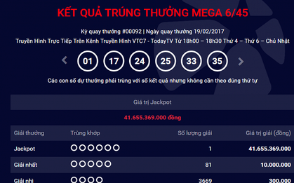 Xác định khách hàng thứ 8 trúng xổ số Vietlott hơn 41 tỷ đồng