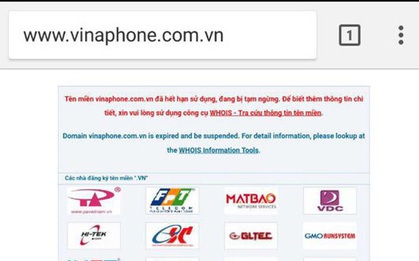 Website Vinaphone sập vì hết hạn sử dụng tên miền