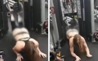 Người phụ nữ đang hăng say tập gym thì chiếc quần phản chủ bỗng tụt mạnh