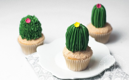 Tự tay vào bếp "trồng" cả vườn cupcake xương rồng cho ngày nắng đẹp