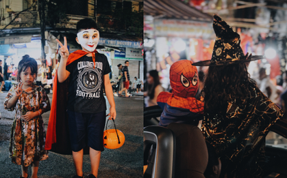 Bố mẹ đưa con trẻ lên phố Hàng Mã sắm đồ dịp Halloween, không quên dặn: "Ngày mai đến lớp nhớ... hù các bạn!"