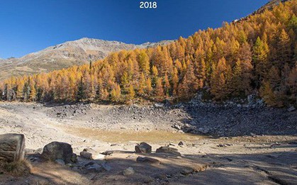 Hồ nước nổi tiếng ở độ cao 2.000m trên dãy Alps bỗng nhiên cạn trơ đáy