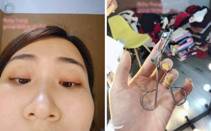 Học trên mạng cách kẹp mi cong điệu đà, ai ngờ cô gái mất toi luôn cả hàng lông mi thật