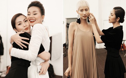 Hà Tăng ôm chặt Thanh Hằng trong hậu trường, nhận được nhiều ủng hộ khi ra mắt với tư cách NTK