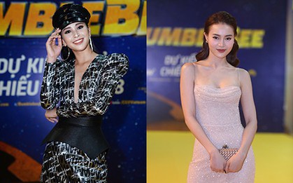 Hoa hậu Tiểu Vy hở bạo gợi cảm, trong khi Ninh Dương Lan Ngọc dịu dàng tại buổi họp báo "Bumblebee"