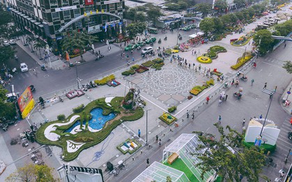 Chùm ảnh: Đường hoa Nguyễn Huệ đang được gấp rút hoàn thành trước ngày khai mạc