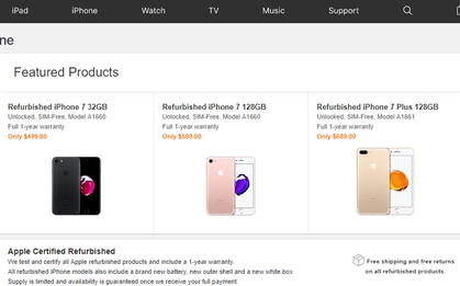 Apple bất ngờ bán iPhone 7/7 Plus đổi bảo hành, rẻ hơn hàng mới khoảng 2 triệu đồng