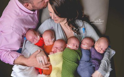 Ngắm những thiên thần đáng yêu trong ca sinh 6 hiếm gặp với 3 bé trai và 3 bé gái