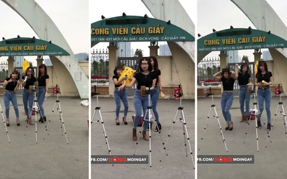 Clip: Ba nữ tú vừa bán xôi vừa quẩy Vina house khuấy động một góc công viên Cầu Giấy
