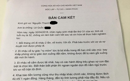 Bản cam kết chồng kí nhân sinh nhật tuổi 31 của vợ gây nhiều ý kiến trái chiều trên MXH