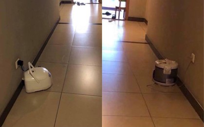 Hình ảnh người dân trong chung cư đem nồi cơm điện ra hành lang cắm gây tranh cãi lớn trên MXH