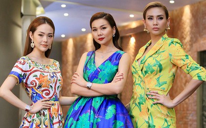 Bộ 3 HLV "The Face Vietnam" rực rỡ hoa lá trong ngày ghi hình thứ 4