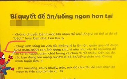 Bảng nội quy đang nổi nhất MXH lúc này: "Đi ăn cỗ về mất chỗ", ở trên khuyên chụp ảnh vừa đủ ở dưới lại cấm chụp ảnh...