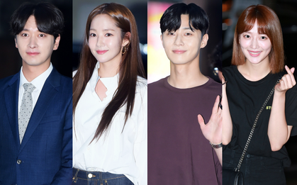 Park Min Young rạng rỡ, Park Seo Joon mặt loang lổ phấn bên dàn sao của "Thư Ký Kim" trong tiệc mừng công