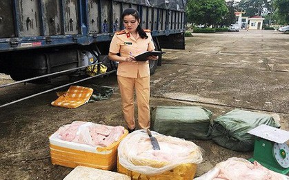 Bắt giữ xe tải chở 2,5 tấn thịt lợn thối trên đường đi TP Hồ Chí Minh tiêu thụ